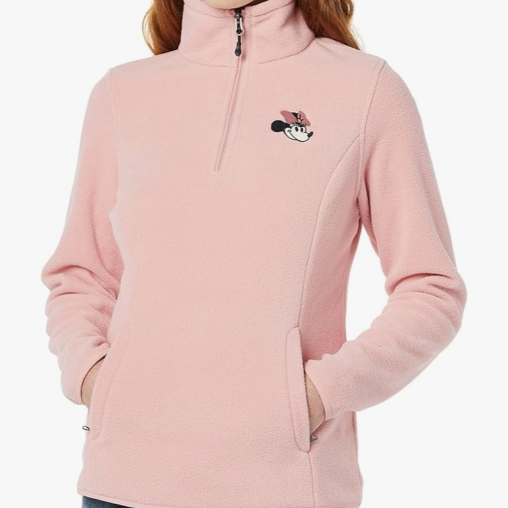 New Disney Pink Adult Small Minnie Mouse Fleece Jacket